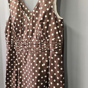 Boden Beige and Red Polka Dot Fabric (8R)
